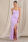 Future Love Lilac Ruched Cowl Maxi Dress With Thigh Split