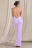 Future Love Lilac Ruched Cowl Maxi Dress With Thigh Split