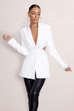 Wifey Ivory Plunge Neck Cut Out Detail Blazer