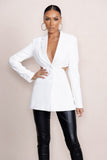 Wifey Ivory Plunge Neck Cut Out Detail Blazer