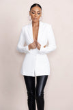 Wifey Ivory Plunge Neck Cut Out Detail Blazer