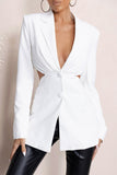 Wifey Ivory Plunge Neck Cut Out Detail Blazer