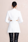 Wifey Ivory Plunge Neck Cut Out Detail Blazer