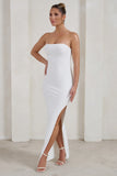 One Wish White Maxi Dress With Thigh Split