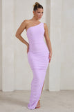 Persia Lilac One Shoulder Side Split Ruched Maxi Dress