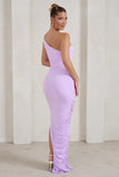 Persia Lilac One Shoulder Side Split Ruched Maxi Dress