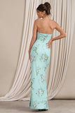 Camila Green Oriental Bandeau Maxi Dress With Split Hem