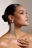 Diletta Silver Rhinestone Tassel Drop Earrings