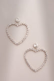 Lia Silver Diamante Heart Hoop Drop Earrings