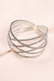 Noemi Silver Diamante Layered Cuff Bracelet