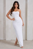 Manon White Sweetheart Bandeau Maxi Dress With Thigh Split