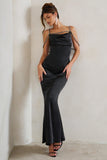 Zelda Black Cowl Satin Cami Maxi Dress