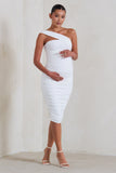 Contour White Maternity One Shoulder Bodycon Midi Dress