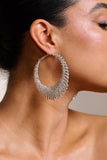 Saskia Silver Diamante Hoop Earrings