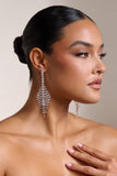 Heather Silver Diamante Drop Earrings