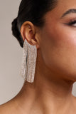 Petal Gold Diamante Tassel Cuff Earrings