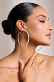 Taffy Silver Diamante Thin Hoop Earrings