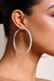 Taffy Silver Diamante Thin Hoop Earrings