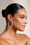 Tegan Silver Pearl Hoop Earrings