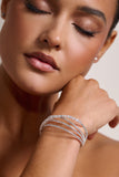 Libby Silver Diamante Pendant Layered Cuff Bracelet