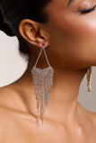 Cassandra Gold Diamante Tassel Drop Earrings