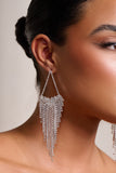 Cassandra Silver Diamante Tassel Drop Earrings