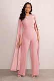 Aisha Blush Pink Jumpsuit with Cape Sleeves