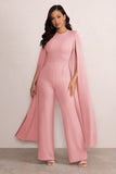 Aisha Blush Pink Jumpsuit with Cape Sleeves