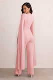 Aisha Blush Pink Jumpsuit with Cape Sleeves