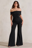 Zoey Black Bardot Bow Detail Jumpsuit