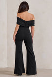 Zoey Black Bardot Bow Detail Jumpsuit