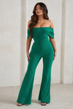 Bonnie Green Bardot Drape Sleeve Jumpsuit