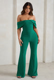 Bonnie Green Bardot Drape Sleeve Jumpsuit