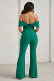 Bonnie Green Bardot Drape Sleeve Jumpsuit