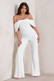 Bonnie White Bardot Drape Sleeve Jumpsuit