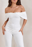 Bonnie White Bardot Drape Sleeve Jumpsuit