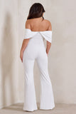 Bonnie White Bardot Drape Sleeve Jumpsuit