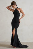 Jodie Black Halterneck Fishtail Maxi Dress With Split