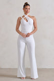 Tilly White Cut Out Halterneck Asymmetrical Jumpsuit