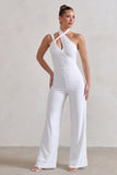 Tilly White Cut Out Halterneck Asymmetrical Jumpsuit