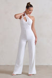 Tilly White Cut Out Halterneck Asymmetrical Jumpsuit