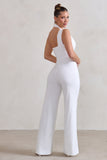 Tilly White Cut Out Halterneck Asymmetrical Jumpsuit