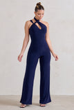 Tilly Navy Cut Out Halterneck Asymmetrical Jumpsuit