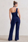 Tilly Navy Cut Out Halterneck Asymmetrical Jumpsuit