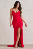 Sammi Red Cami Plunge Wrap Maxi Dress