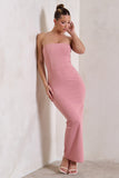 Dina Powder Pink Bandeau Maxi Dress With Split