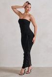 Fleur Black Bandeau Ruffle Maxi Dress