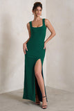 Madeline Green Sleeveless Thigh Split Maxi Dress