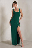 Madeline Green Sleeveless Thigh Split Maxi Dress