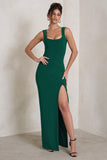 Madeline Green Sleeveless Thigh Split Maxi Dress